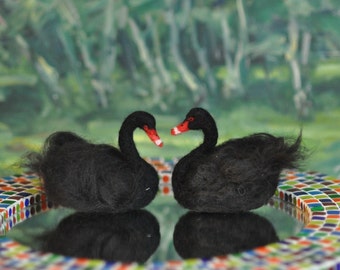 Needle Felted  Wool Animals  Waldorf inspired Swan- Soft Sculpture -needle felt by Daria Lvovsky