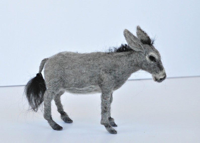 Needle felted Animal, Felted Donkey, Needle felted Nativity, Needle felt by Art of Felting , Collectable Art Needle Felted animal Sculpture image 6