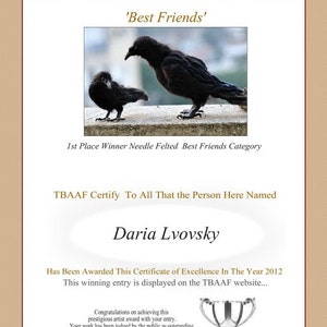 Needle Felted bird. Black raven. image 2