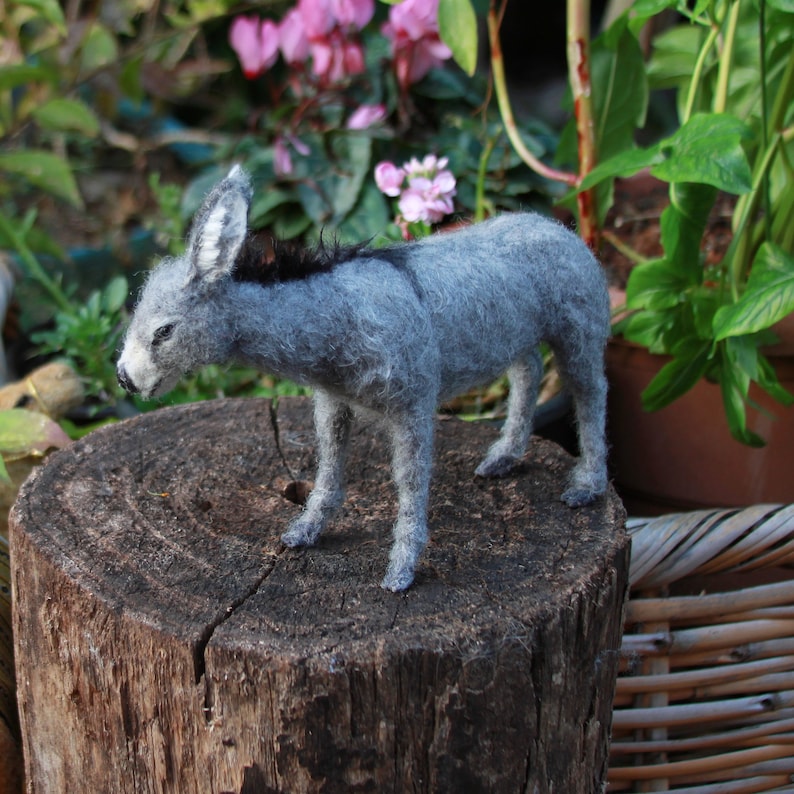 Needle felted Animal, Felted Donkey, Needle felted Nativity, Needle felt by Art of Felting , Collectable Art Needle Felted animal Sculpture image 8