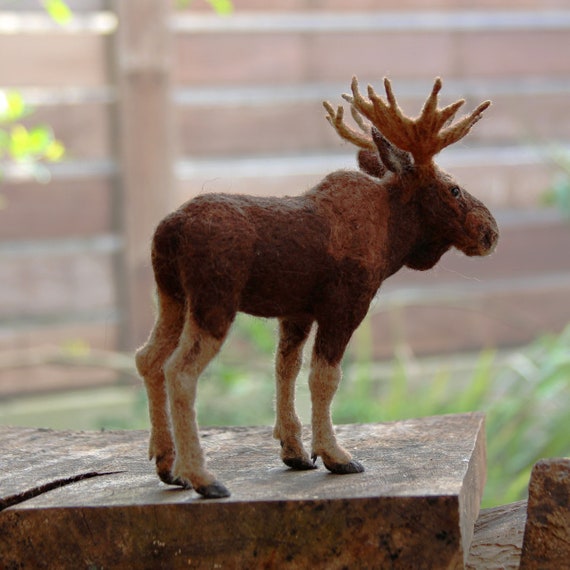 Needle Felted Animal. Felted Moose. Made to Order - Etsy Israel Needle Felted Animal. Felted Moose. Made to Order - Etsy Israel