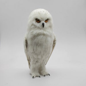 Needle Felted Bird. White felt Owl . Needle felted owl. image 7