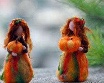 Needle Felted Doll Waldorf  Wool Fairy-Autumn-Waldorf inspired standing doll-soft sculpture -needle felt by Daria Lvovsky