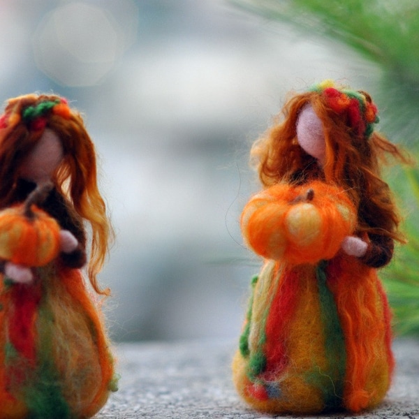 Needle Felted Doll Waldorf  Wool Fairy-Autumn-Waldorf inspired standing doll-soft sculpture -needle felt by Daria Lvovsky