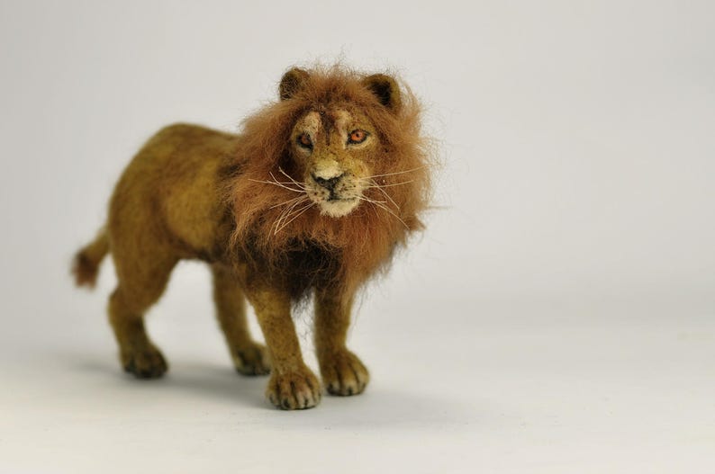 Needle felted Animal. Needle felted Lion. King of Beasts. Etsy