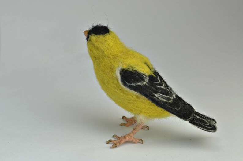 Needle Felted Bird-American Goldfinch Lifesize .Made to order image 5