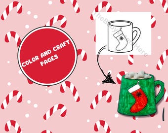 Coloriages et modèles de tasses au chocolat chaud pour travaux manuels, travaux manuels pour enfants, pages de travaux manuels pour tasses à chocolat chaud pour enfants