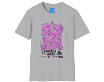 Maglietta Neon Poppy Vaporwave con armi di distruzione di massa / Maglietta Retro Cyber Floral