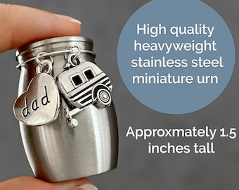 Dad Camping Mini Urn Ashes Holder Camper RV Memorial Loss of Father Remembrance Gift for Daughter or Son Heavyweight Stainless Steel