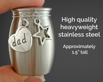 Dad Star Mini Urn Ashes Holder Memorial Loss of Father Remembrance Gift for Daughter or Son Heavyweight Stainless Steel Celestial Urn