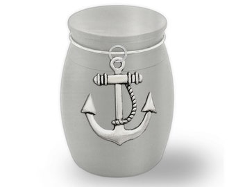 Small Mini Nautical Beach Boat Anchor Keepsake Memorial Ashes Holder Container Jar Vial Brushed Stainless Steel Cremation Funeral Urn