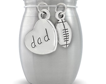 Dad Football Mini Urn Ashes Holder Football Sports Memorial Loss of Father Remembrance Gift for Daughter Heavyweight Stainless Steel