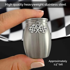 Mini Drag Racing Memorial Checkered Flag Ashes Holder Container Jar Vial Brushed Stainless Steel Cremation Funeral Urn Memory of Dad Grandpa
