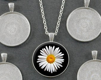 Mega Kit Photo Necklaces with 30mm 1 1/4" Shiny Silver Simple Circle Photo Pendants