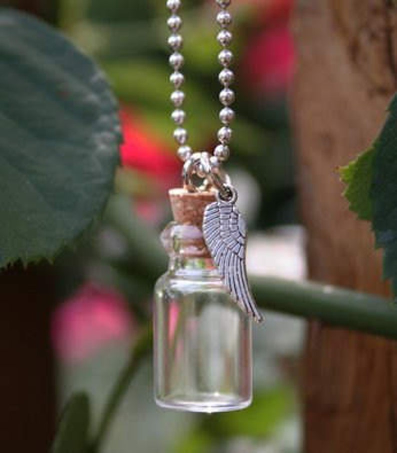 4 Pack Angel Wing Bottle Pendant Vial Jar Cremation Necklace Ashes Urn Ashes Holder
