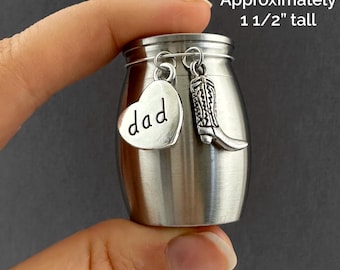 Small Dad Cowboy Boot Urn Western Memorial Cremation Ashes Holder Container for Loss of Father
