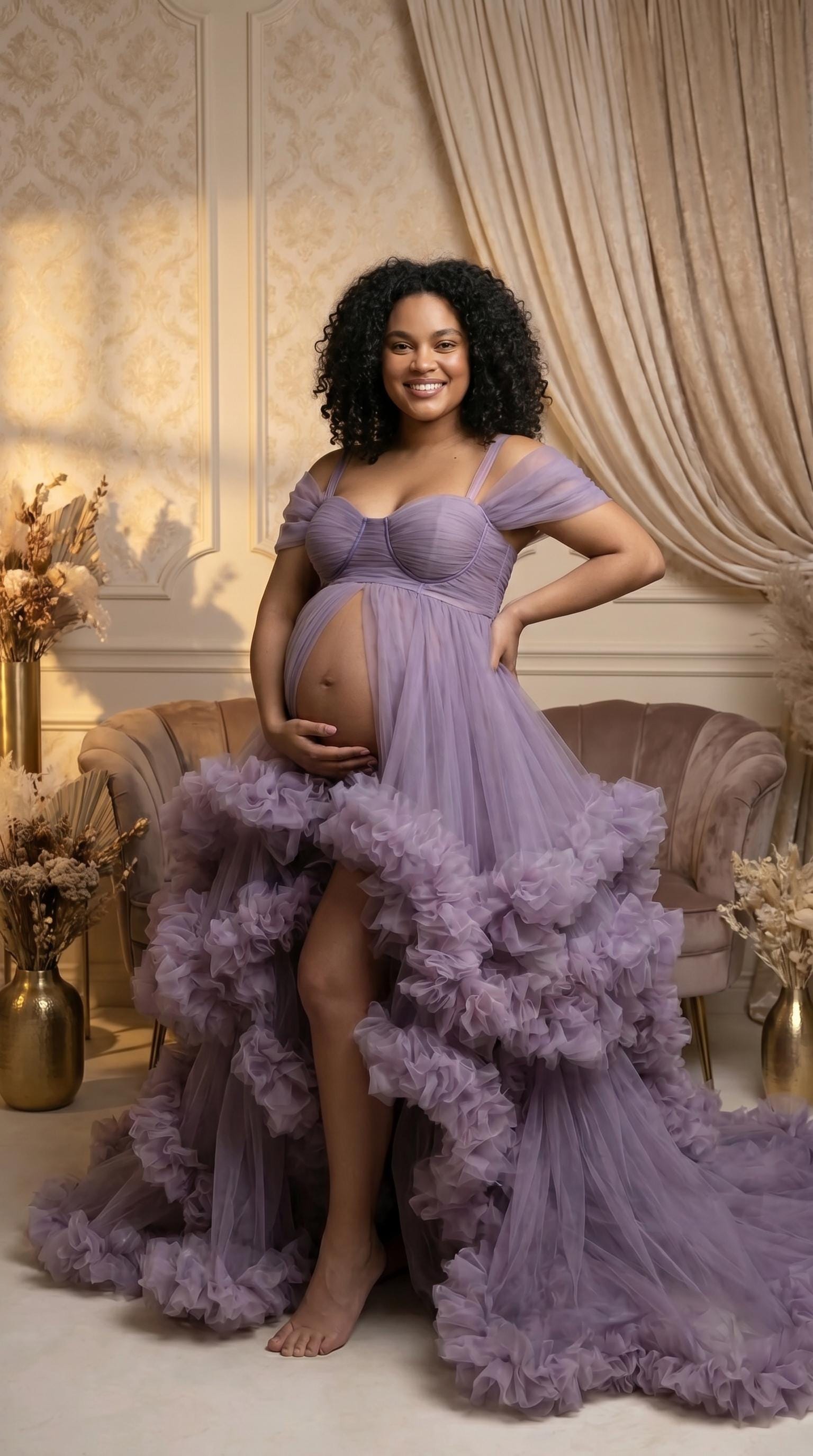 Purple Maternity Gown - Etsy