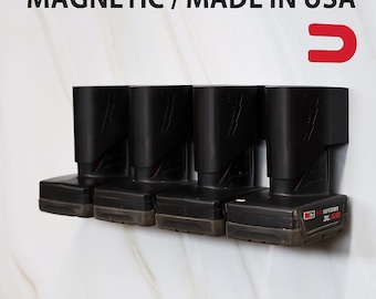 Portapilas Milwaukee M12: organizador magnético de pared para 4 pilas