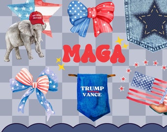 Elecciones presidenciales de Trump PNG 2024 / Archivo PNG de sublimación / Trump coquette bow maga PNG