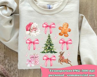 Coquette Christmas Tree PNG Pink Bows Png Retro Christmas Preppy Png Pink Christmas Png design for kids Girly Xmas Png Pink Sublimation Bows