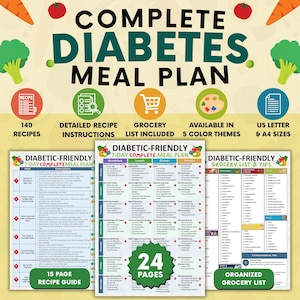 Complete Diabetes Meal Plan, Diabetic Food Chart, Pre-Diabetes Meal Plan, Prediabetes Snack Ideas, Diabetic Food List, Diabetes Grocery List