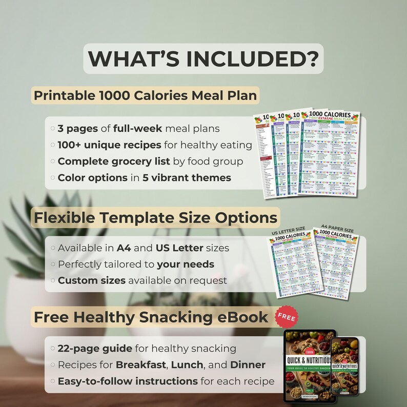 1000 Calories Extreme Meal Plan, Low Calorie Meal Plan and Grocery List ...