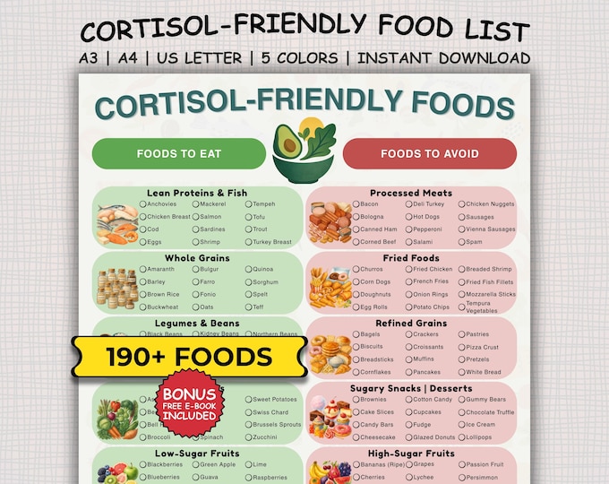 Cortisol Detox Food List Printable, Foods to Lower Cortisol Naturally ...