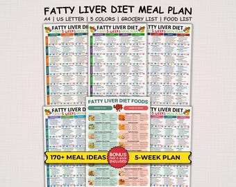 5 Week Fatty Liver Meal Plan, Fatty Liver Food List Printable, Anti Inflammatory NAFLD or NASH Diet for Liver,  Liver Friendly Meal Planning