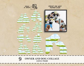 Pet owner Dog and owner portrait Dog dad gift Dog mom custom gift dog custom collage dog owner gift Dog mom frames dog memorial gift custom