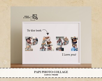 PAPI père toile cadre photo collage Canva cadres collage cadre photo papa sublimations papa chemise fête des pères personnaliser papa toile