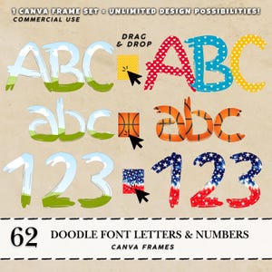 Letter Doodles Font PNG Canva frames Alpha Doodle Canva letters Trendy Canva frame Bubble letters Canva monogram Summer letters Canva PNG