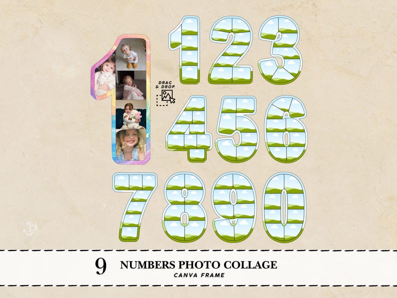 Create meaningful memories with this Number Photo Collage Canva Frames template. This editable photo collage template Canva design lets you easily add photos into number shapes to create a unique birthday collage photo numbers display. Perfect for milestone birthdays, anniversaries, and special celebrations, this Canva anniversary photo collage gift template is simple to customize and ideal for party décor, keepsake posters, and personalized digital designs.