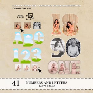 Nombre de cadres Canva Cadres Canva à lettres modifiables Invitations personnalisées anniversaire Faire-part de mariage DIY Cadres Canva lettres photos