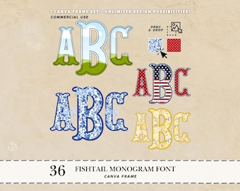 Fishtail Monogram Canva letters fonts Canva letters monograms Canva numbers curly monogram fishtail font fancy monogram Canva frames letters