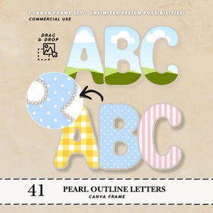 Pärlbokstäver Canva-ram Sommarbokstäver trendiga Canva-ramar typsnitt alfabetsramar bubbelbokstäver Canva monogram Canva siffror Pärlkontur