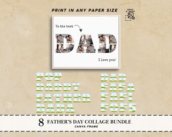 Lot de collages photos papa Cadre en toile collage photo papa Cadeau photo papa Imprimable cadeau fête des pères papa Collage photo papa personnalisé