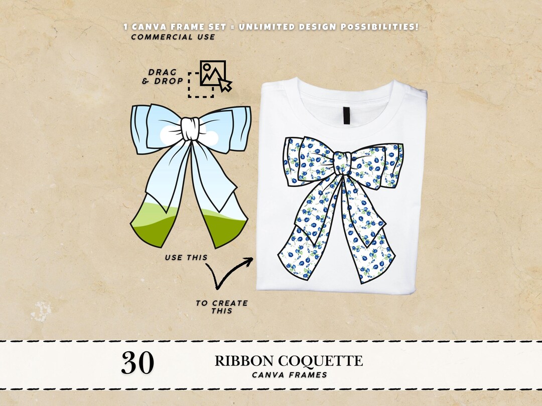 Coquette Canva Frames Bundle Coquette Bow Drag and Drop Canva Templates ...