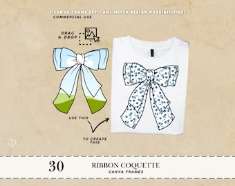 Coquette Canva frames bundle Coquette bow Drag and drop canva templates Canva frames template Canva ribbon frame Custom canva frames PNG