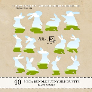 Easter Bunny Canva frame Bundle Canva Easter frames Canva frame Rabbit Easter Canva bunny frame easter Custom Canva frame Drag and Drop