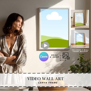 Frame mockup person Frame mockup video Poster mockup video Content Poster frame video Animated mockup Canva video mockup Canva video frame