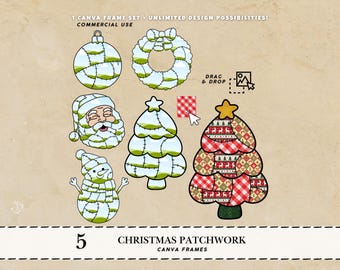 Patchwork kerst canvas sjabloon patchwork kerstboom canvas frame sjabloon patchwork kerst elementen canvas frames sneeuwpop kerstman