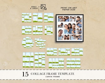 Family Collage photo template Custom Photo frames Canva wedding album Canva frame gift family collage picture frames Birthday collage frames
