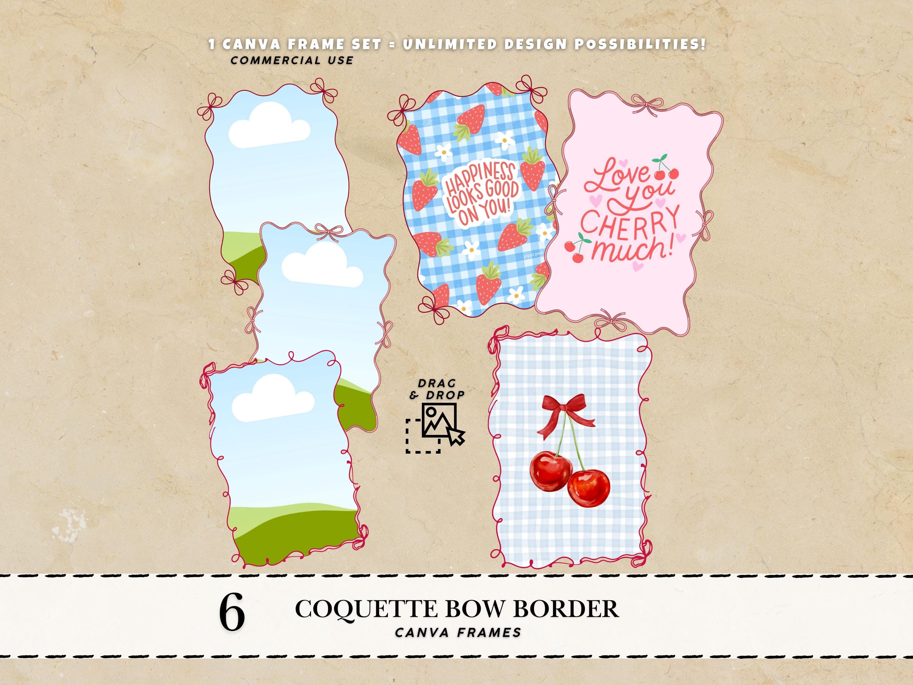 Whimsical Border Coquette Bow Canva Frame Template Editable Coquette ...