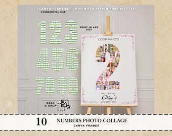 Plantilla de collage de fotos con números, collage de Canva, marcos de fotos con números, collage, regalos de fotos personalizados, marcos de números, collage de fotos personalizado de Canva