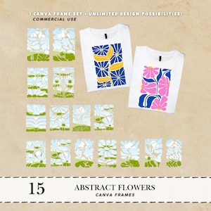 Abstract flowers Floral Canva Frames Modern Floral Arts Aesthetic floral PNG Flower shirt designs Canva frames bundle Retro flower SVG Boho
