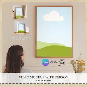 Enhance your shop with this Video Mockup Listing bundle, perfect for creating high-impact listing videos. Featuring a Canva video listing format and video frame mockup with person, this set brings your artwork to life. Includes realistic video mockups poster scenes, a vertical frame video mockup, and easy-to-use Canva video templates—ideal for promoting prints, posters, or digital designs in a modern and engaging way.