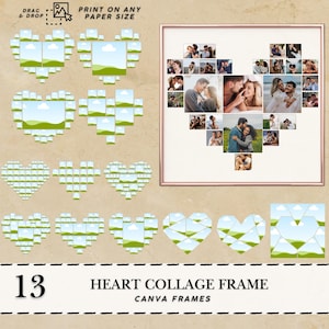 Heart frames Collage Heart shape photo Heart Canva photo collage Canva frames valentine heart gifts couple photo collage Canva love frames