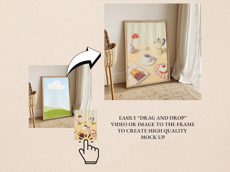 Enhance your shop with this Video Mockup Listing bundle, perfect for creating high-impact listing videos. Featuring a Canva video listing format and video frame mockup with person, this set brings your artwork to life. Includes realistic video mockups poster scenes, a vertical frame video mockup, and easy-to-use Canva video templates—ideal for promoting prints, posters, or digital designs in a modern and engaging way.