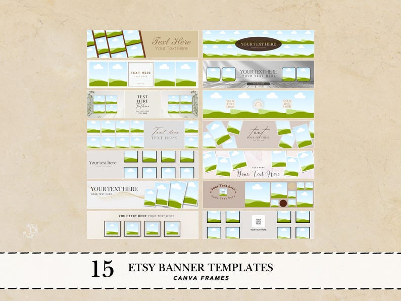 Elevate your shop's look with this Etsy Banner Template bundle, perfect for creating a cohesive and eye-catching storefront. This Etsy banner bundle includes Canva Etsy banner designs and Etsy banner mockups for easy customization. Featuring Canva banners templates aesthetic, this pack is ideal for branding, promotions, or seasonal updates. Also great as a website banner Canva collage, it adds a stylish touch to your online presence.