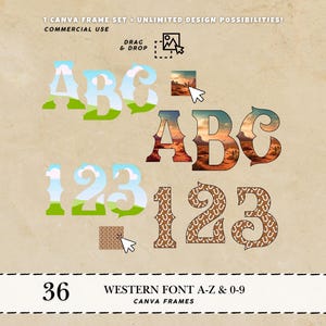 Cowgirl Western Font letter Canva frames Vintage style frames wild west font cowboy letters SVG rodeo bachelorette cowgirl SVG cowgirl shirt
